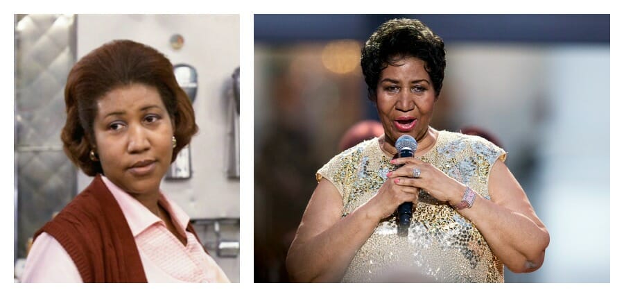 80s Pop Stars Aretha Franklin Then and now