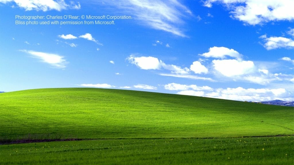 The most viewed picture on the internet is Bliss from Microsoft XP