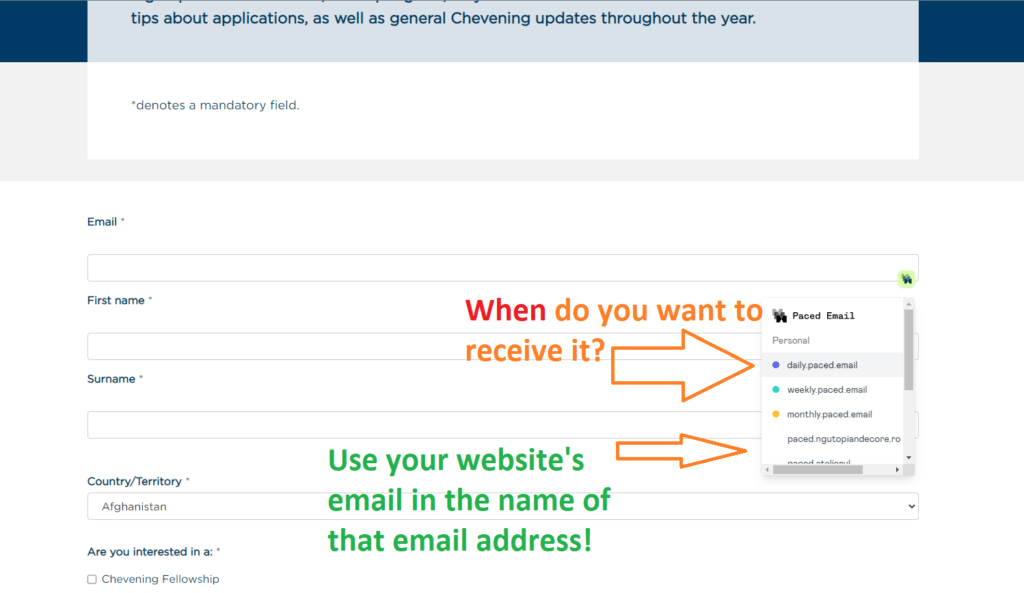 2. When you want to receive this email